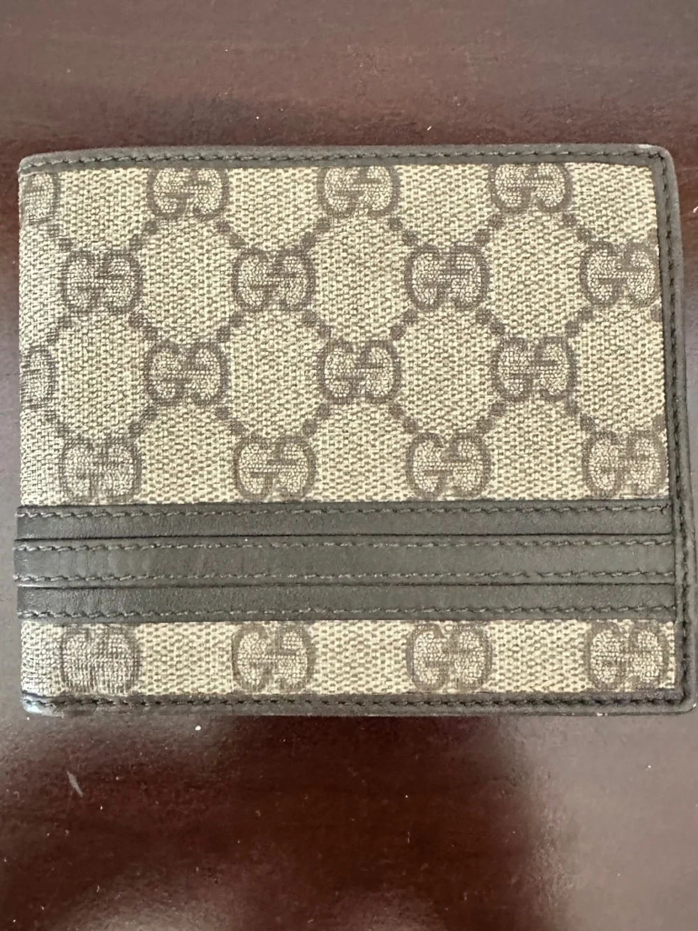 Gucci GG Logo Pattern Bifold Wallet Mens Brown